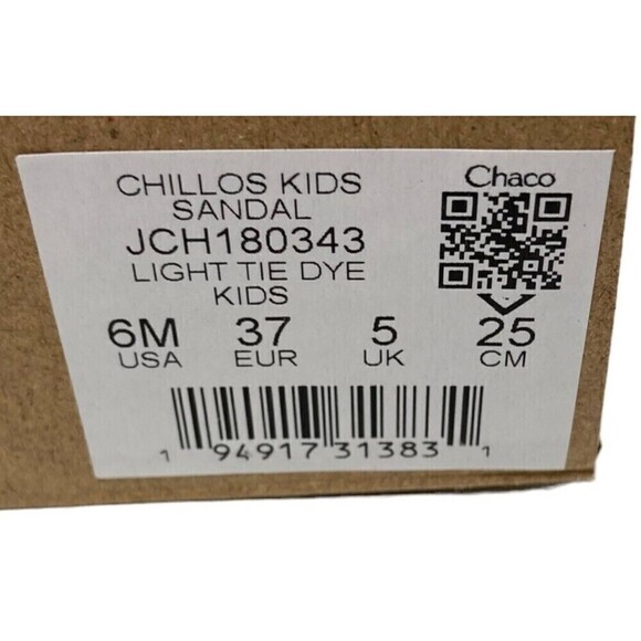 Chaco Chillos Kids Slip-On Sandals Size 6M Ultralight Comfort White Tye-Die - Picture 11 of 11